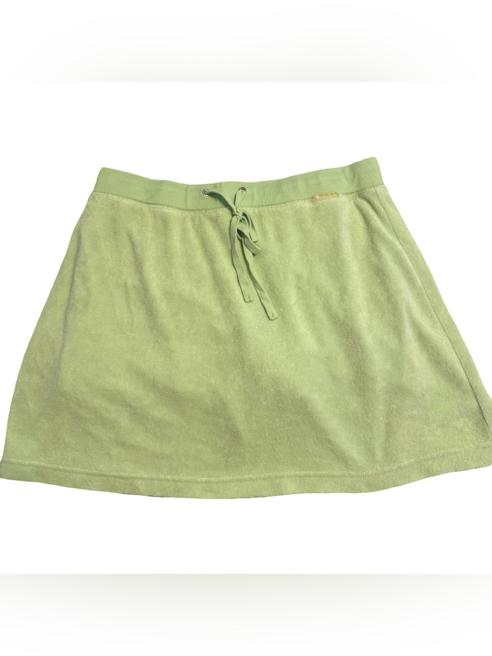 Y2K NYL New York Laundry Green Terry Cloth Skort Women’s Size M Drawstring Mini